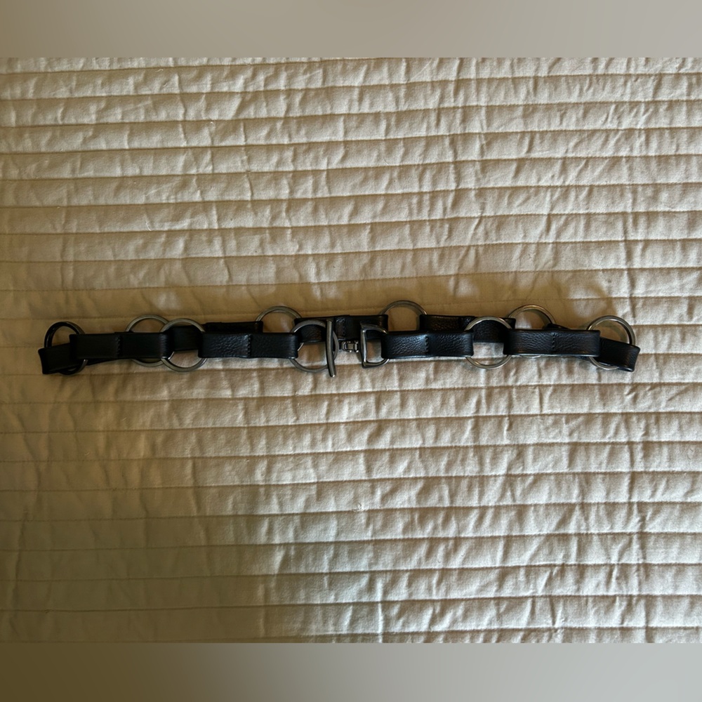 Brave Black Leather Belt with Metal Rings